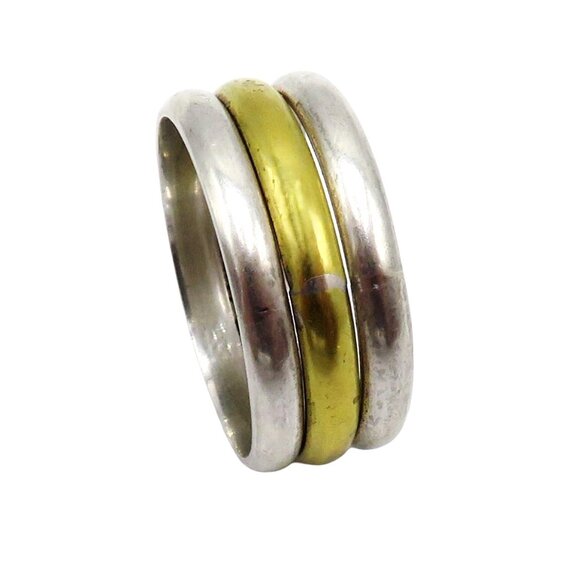 Vintage Taxco Mexico Sterling Silver Unisex Triple Band Ring TC-04 Size 9.75 - Picture 2 of 7